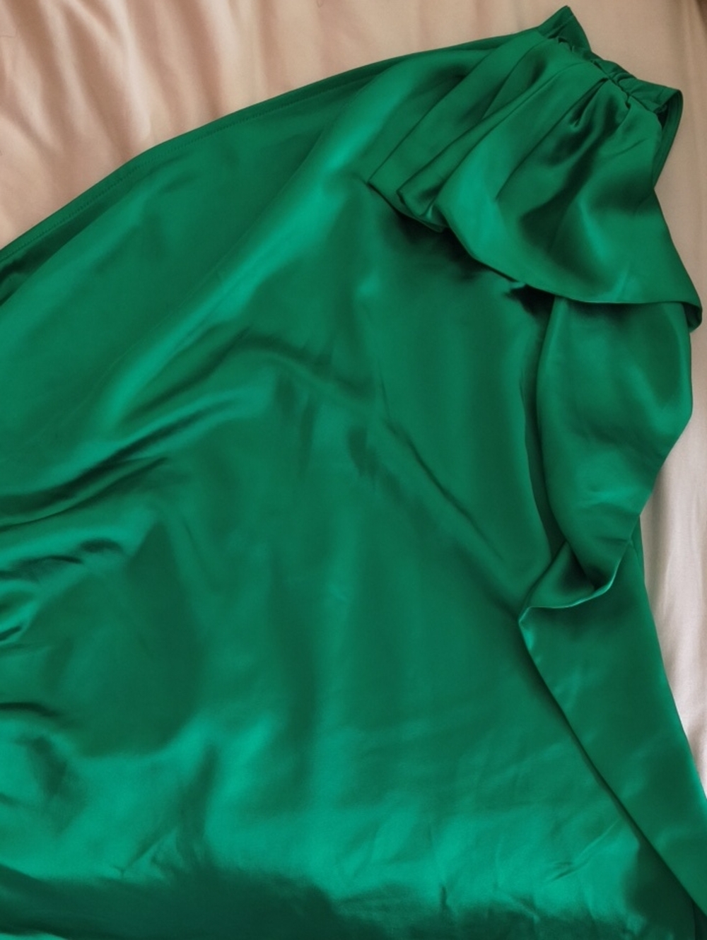 Express Green Satin One-Shoulder Blouse